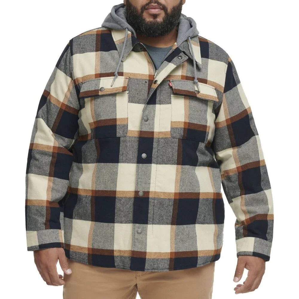 Levi's Plaid Sherpa Lined Hooded Shirt Jacket 3XL
